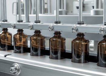 FlexCare 100 aus der groninger Business Line zur Verarbeitung von Consumer Healthcare Flaschen.