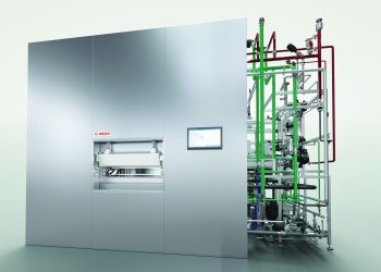 Der neu entwickelte Gefriertrockner von Bosch eignet sich für die Stabilisierung von thermolabilen und empfindlichen Wirkstoffen, wie onkologischen Arzneien, Impfstoffen oder Antikörpern. Bild: Bosch