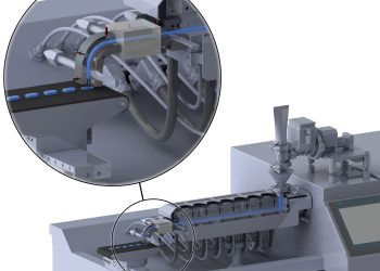 3D-Druckkopf (Einsatz) mit der speziell entwickelten Schmelzextrusionseinheit zur Herstellung von Tabletten in Klein- und Kleinstchargen. (Bild: TH Köln)